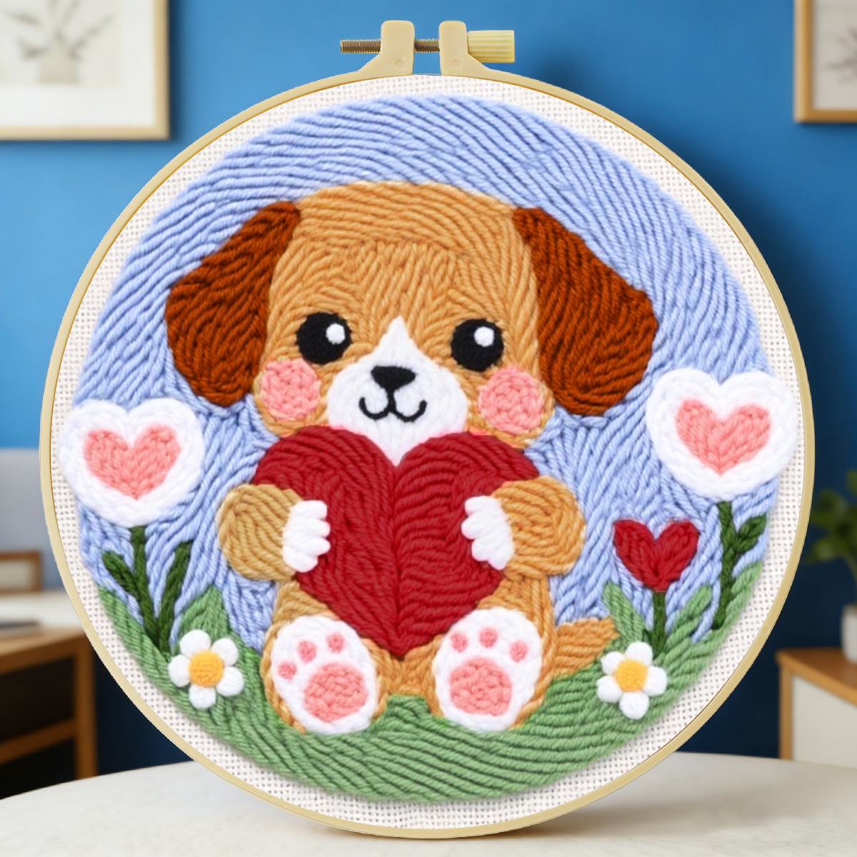 Is Sewing Textile Art - 20X20CM/7.87inch Hond Punch Naald Borduurset Kit