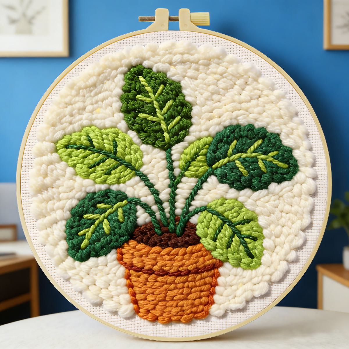 Is Sewing Textile Art - 20X20CM/7.87inch Bladeren Punch Naald Borduurset Kit