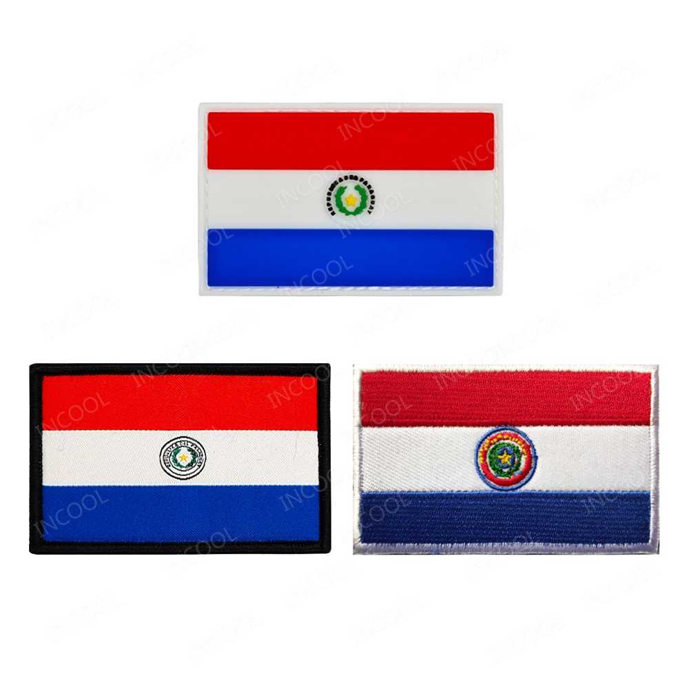 Velcro Sew On - Paraguay vlag geborduurde patch PVC rubber