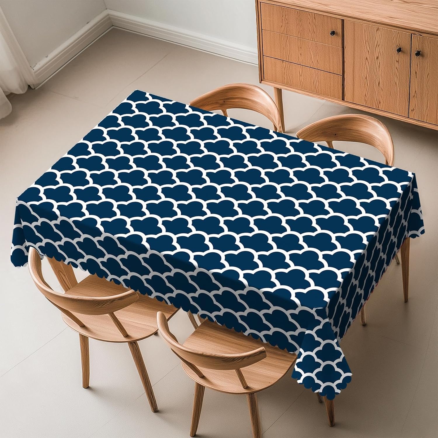 Century Textile & Sewing Supply Reviews - Blauw tafelkleed Marineblauw wolk naadloos patroon