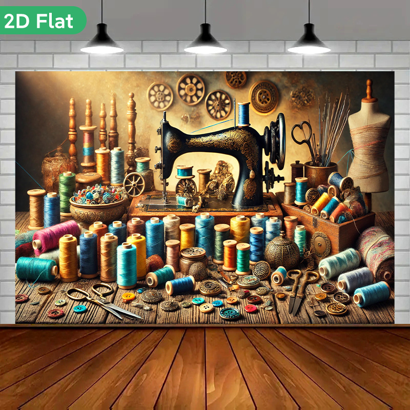 Is Sewing Textile Art - Vintage Retro Naaiatelier Wandtapijt Kunst Steampunk