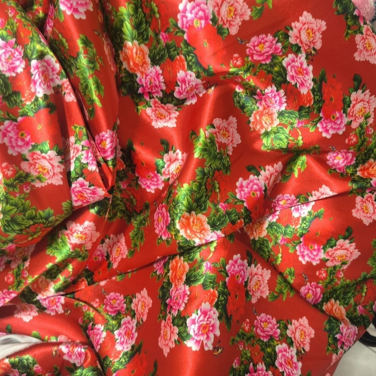 Sewing In Textile - Bloemenprint Acetaat Satijnen Stof Zijdezacht per