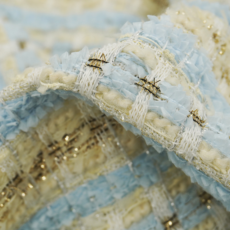 Lichtblauw Beige Geruit Bouclé - Sewing Tweed recensie en prijs