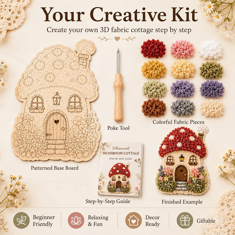 3D Mushroom House Poke Art DIY - Sewing Art recensie en prijs