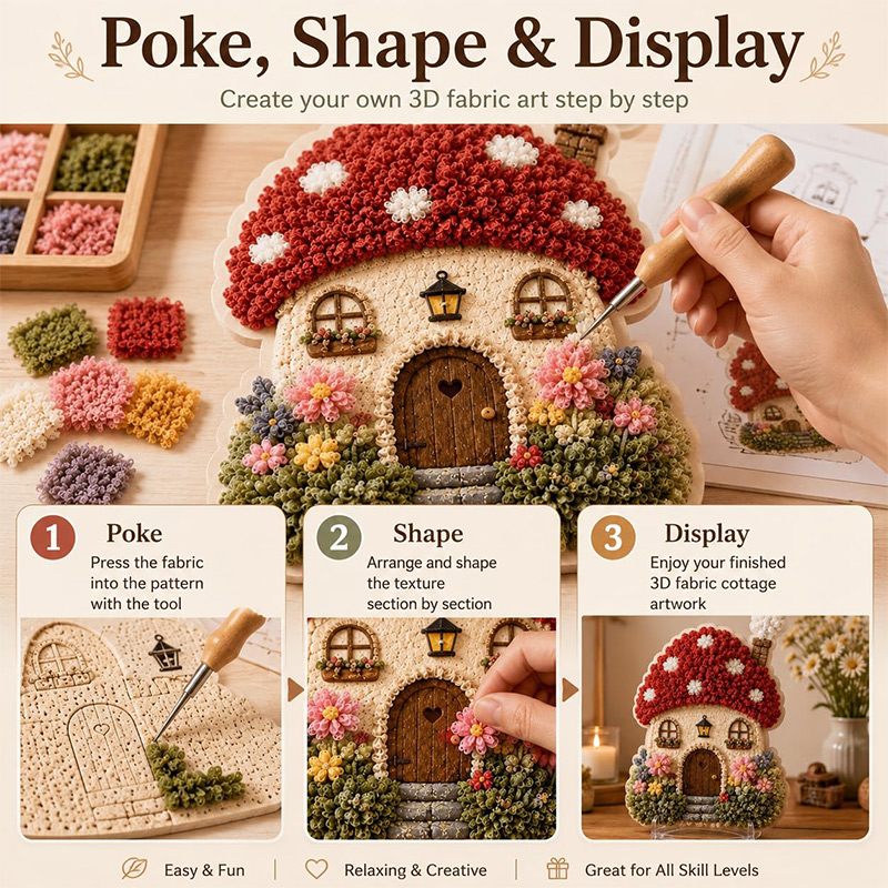 3D Mushroom House Poke Art DIY - Sewing Art recensie en prijs